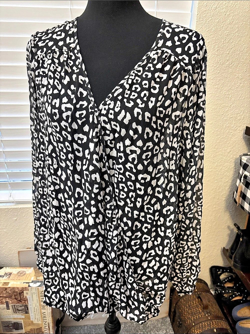 Torrid Black White Leopard Print Surplice BlouseProduct